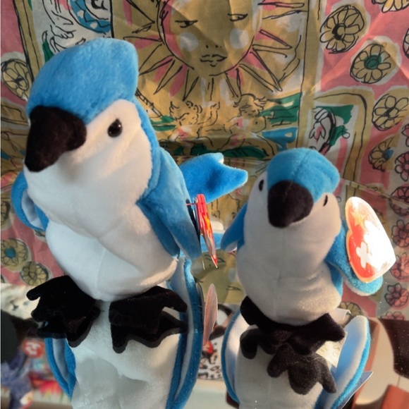 Ty Other - ‘98 - Ty Rocket BlueJay Beanie & Teenie Beanie Baby